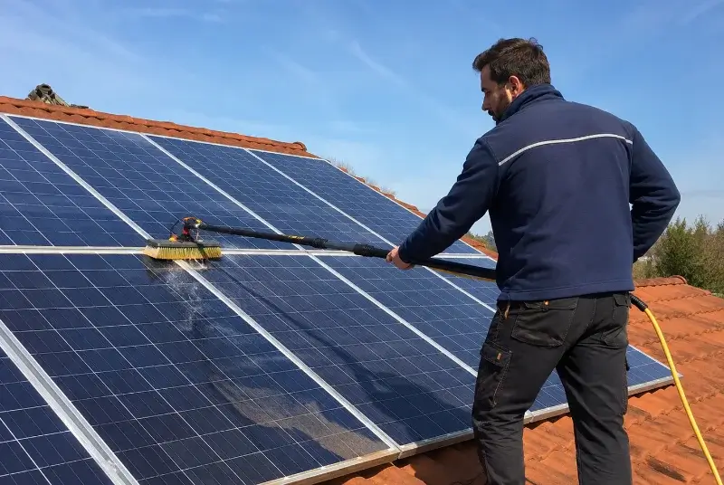 Nettoyage et entretien de panneaux solaires à la Flotte